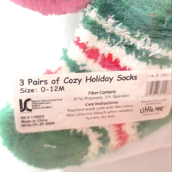 NEW Little Me Cozy Holiday Socks 3 Pairs Size 0 - 12 M - Picture 5 of 5